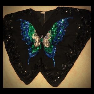 Vintage sequin butterfly crop top